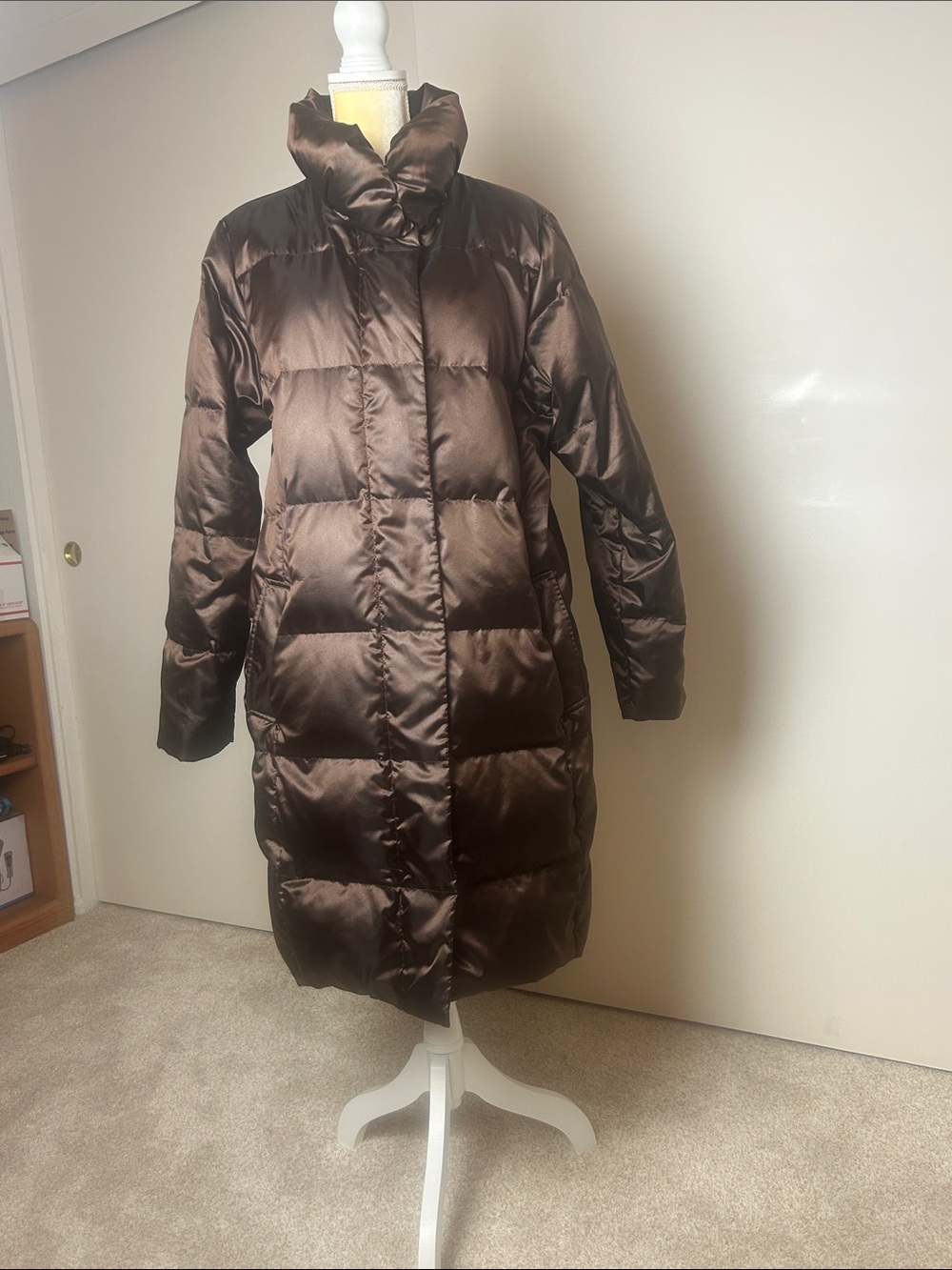 Lands End Women’s Long Puffer Coat - Brown